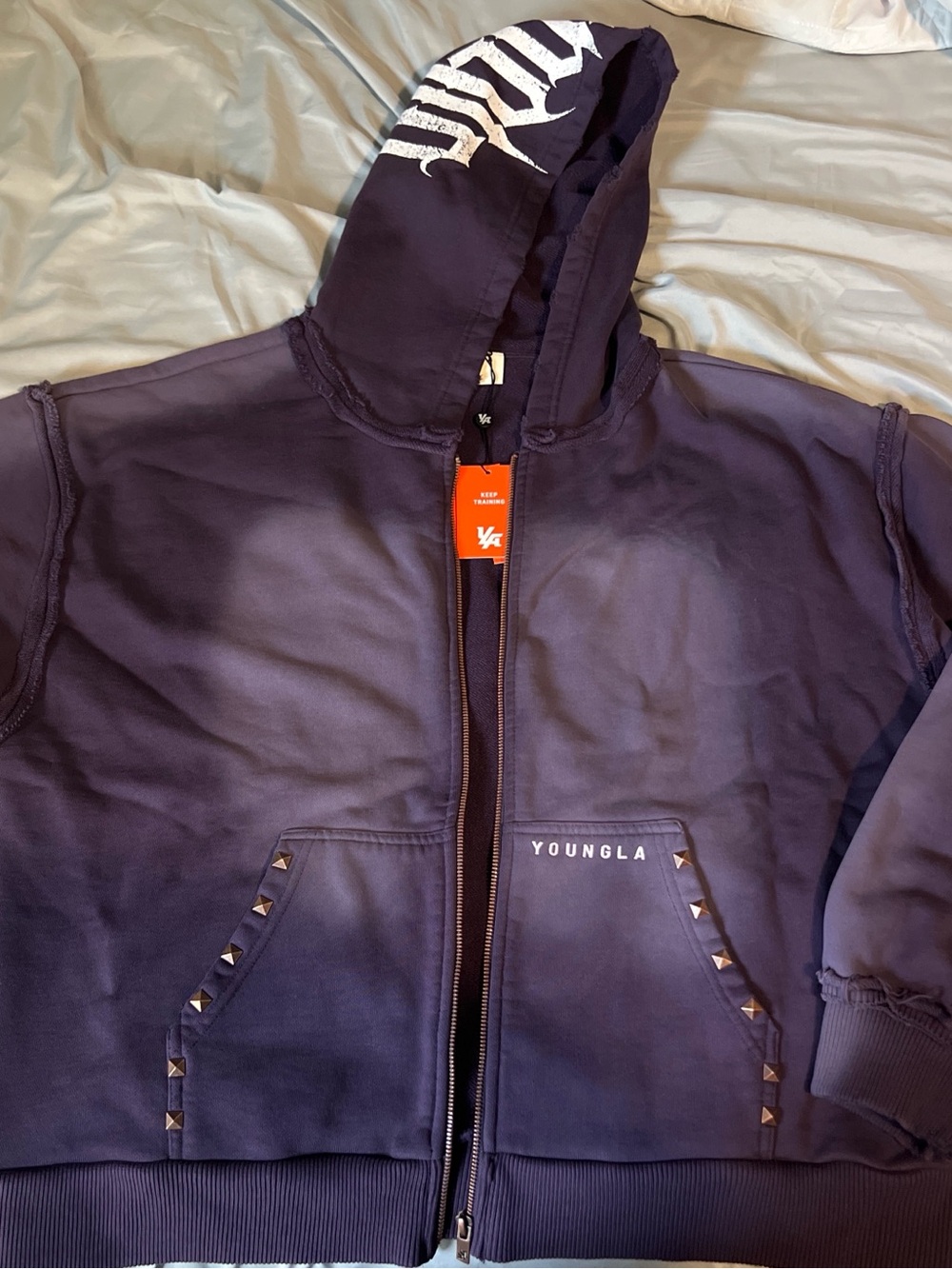 YoungLA Purple Studded Zip-Up Hoodie